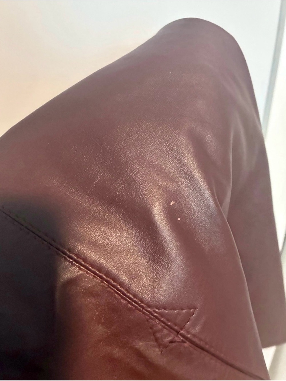 Vintage Oxblood Genuine Leather Midi Skirt - Picture 3 of 3